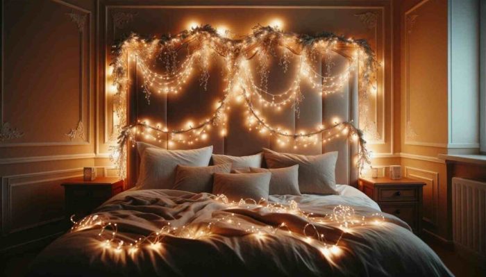 How to decorate christmas lights in bedroom