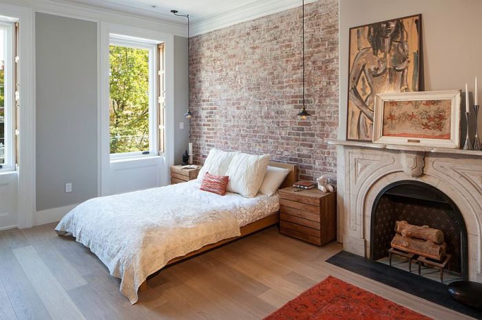 How to decorate brick wall in bedroom