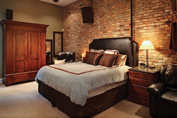 How to decorate brick wall in bedroom