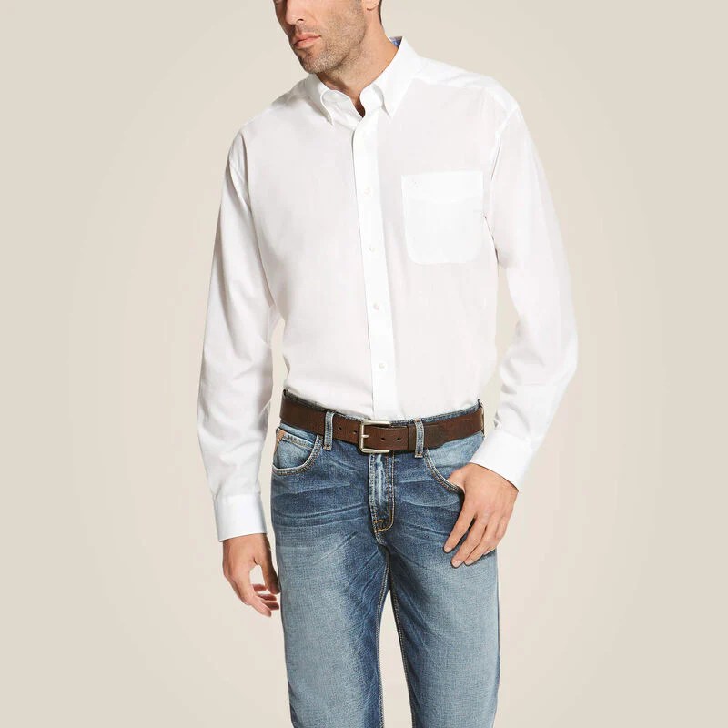 Men's wrinkle free white dress shirt