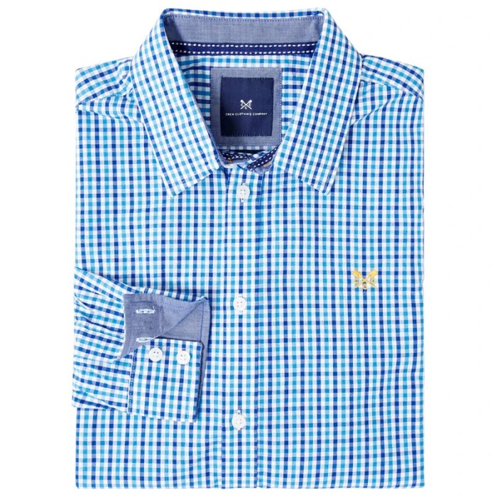 Mens blue gingham dress shirt